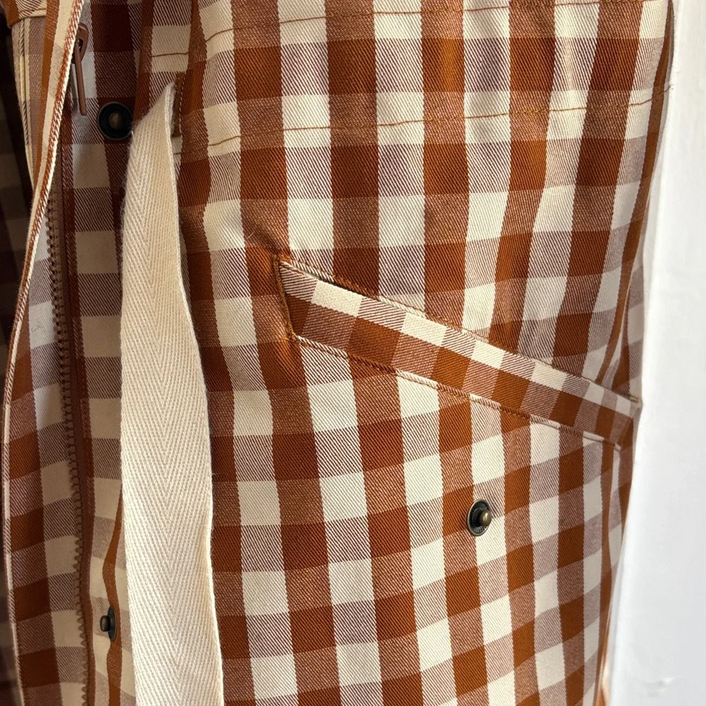 Madewell Tan and Cream Checkered gingham raincloud rain coat Jacket - Picture 6 of 10